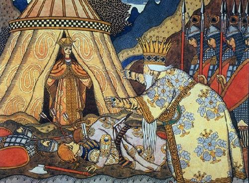 Ivan Bilibin Tsar Dadon meets the Shemakha queen Spain oil painting art